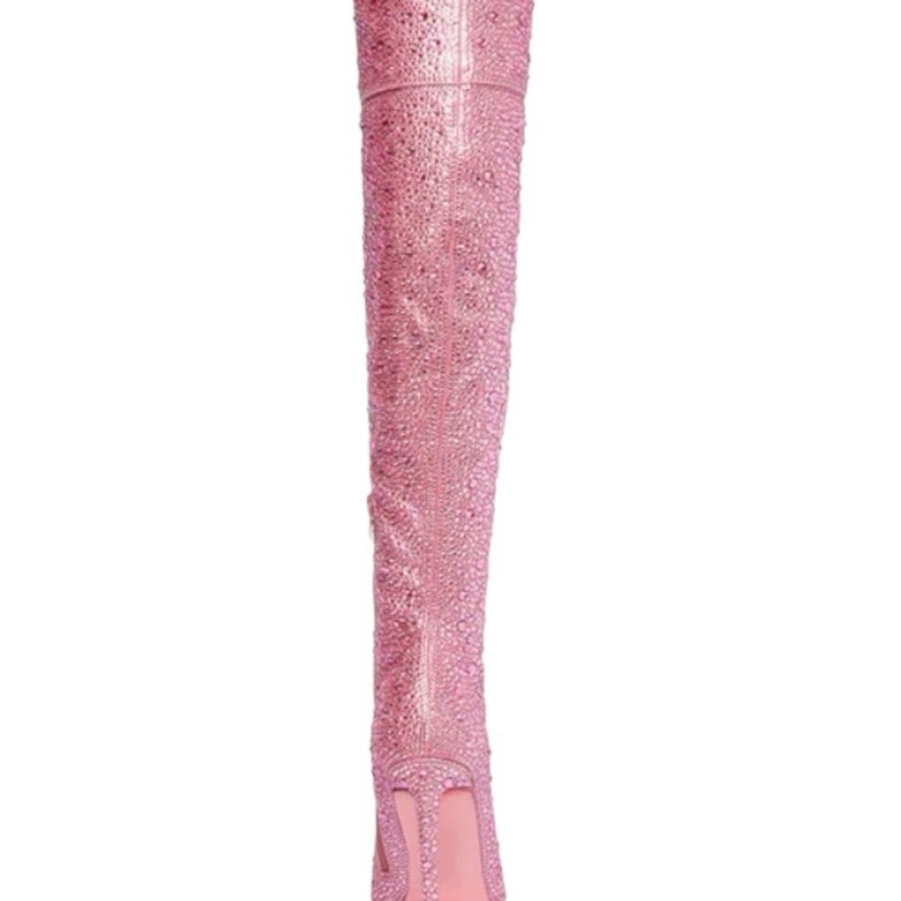👢STEVE MADDEN VIVIANNE Pink Crystal Thigh-High Boots✨  Size 11 | Brand New, $150 - Picture 7 of 12
